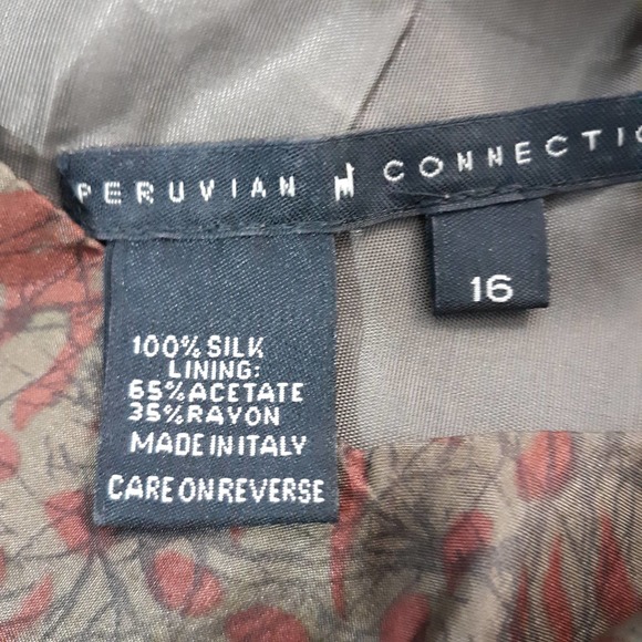 Peruvian Connection Silk Dress 16 Asymmetrical Hem - Picture 2 of 5